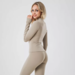 SPORTSKI TOP SA ZATVARAČEM (DUGI RUKAVI) LIVIA, Bež - Slika 4